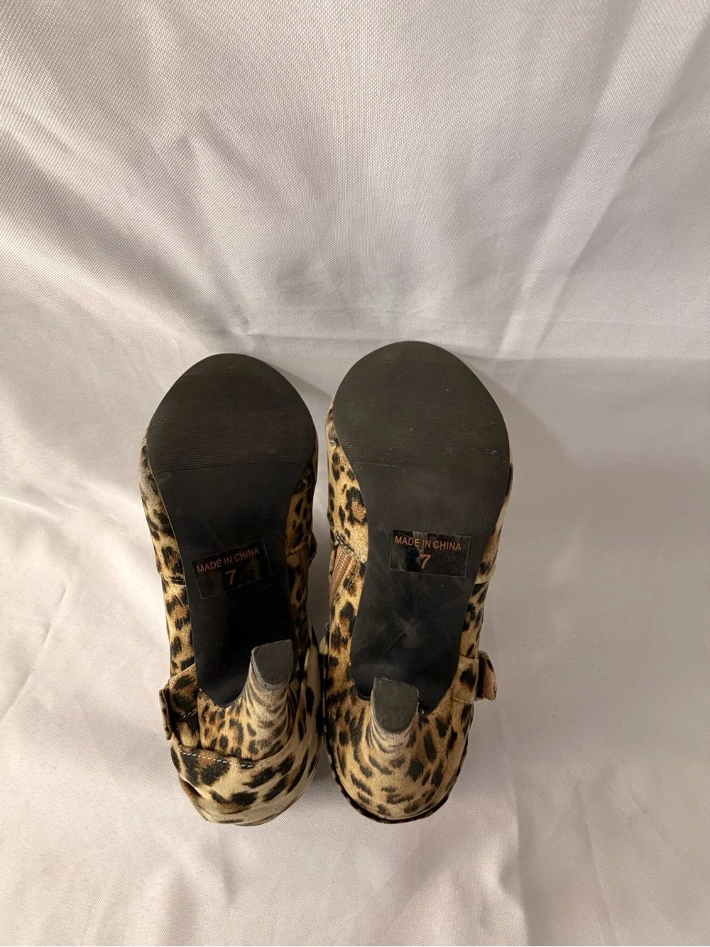 Glaze Leopard Print Ruched Ankle Booties in Tan and Black